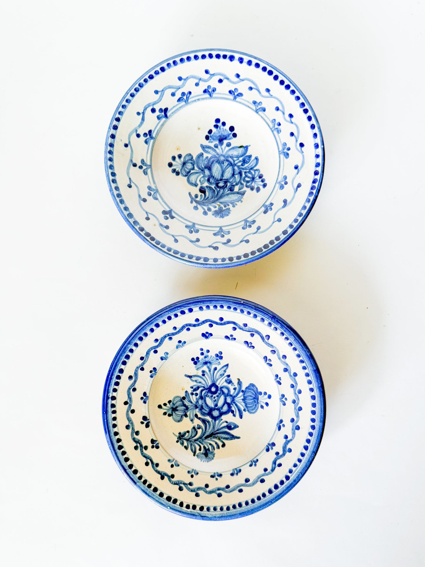 Vintage Blue and White Floral Majolica Plate, Made in Czechoslovakia (Plate 2)