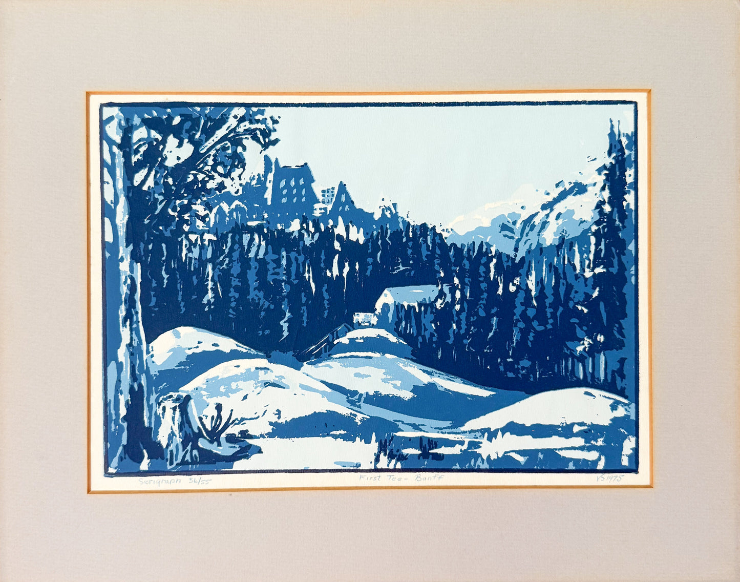 Vintage Serigraph "First Tee - Banff" by Listed Canadian Artist Vella Strand, 1975