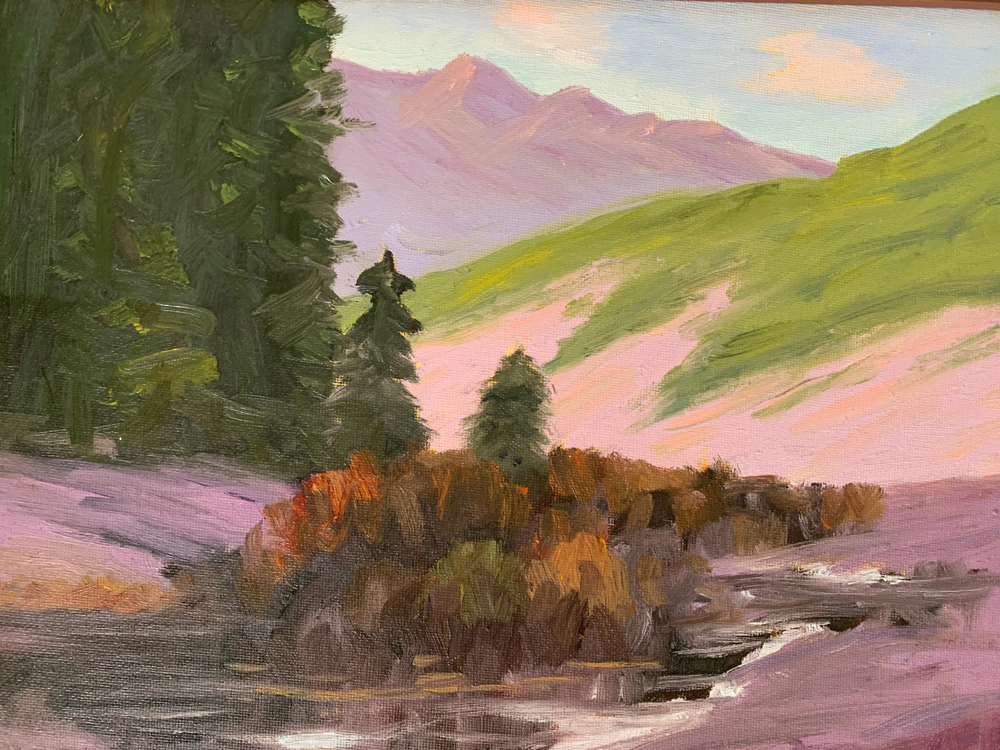 Original Framed River Landscape Oil on Canvas