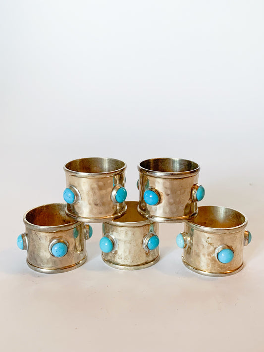 Turquoise and Silver napkin rings