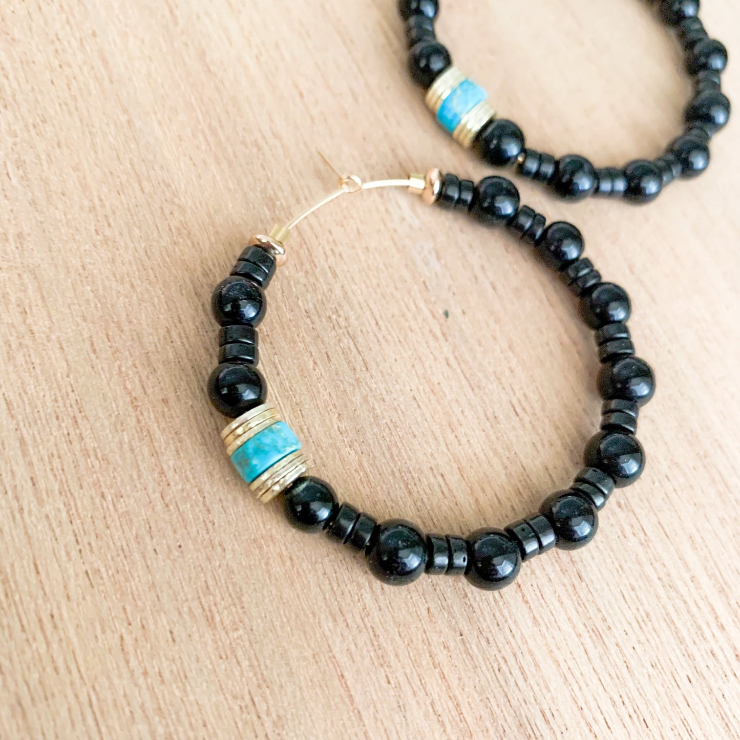 Black and Turquoise Hoops
