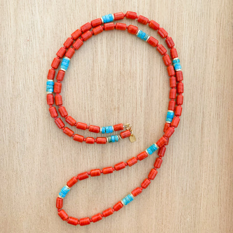 Delicate Red and Turquoise Necklace