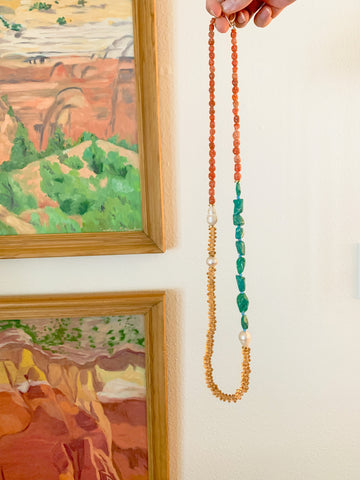 Baroque Pearlies: Amazonite and Blush Necklace