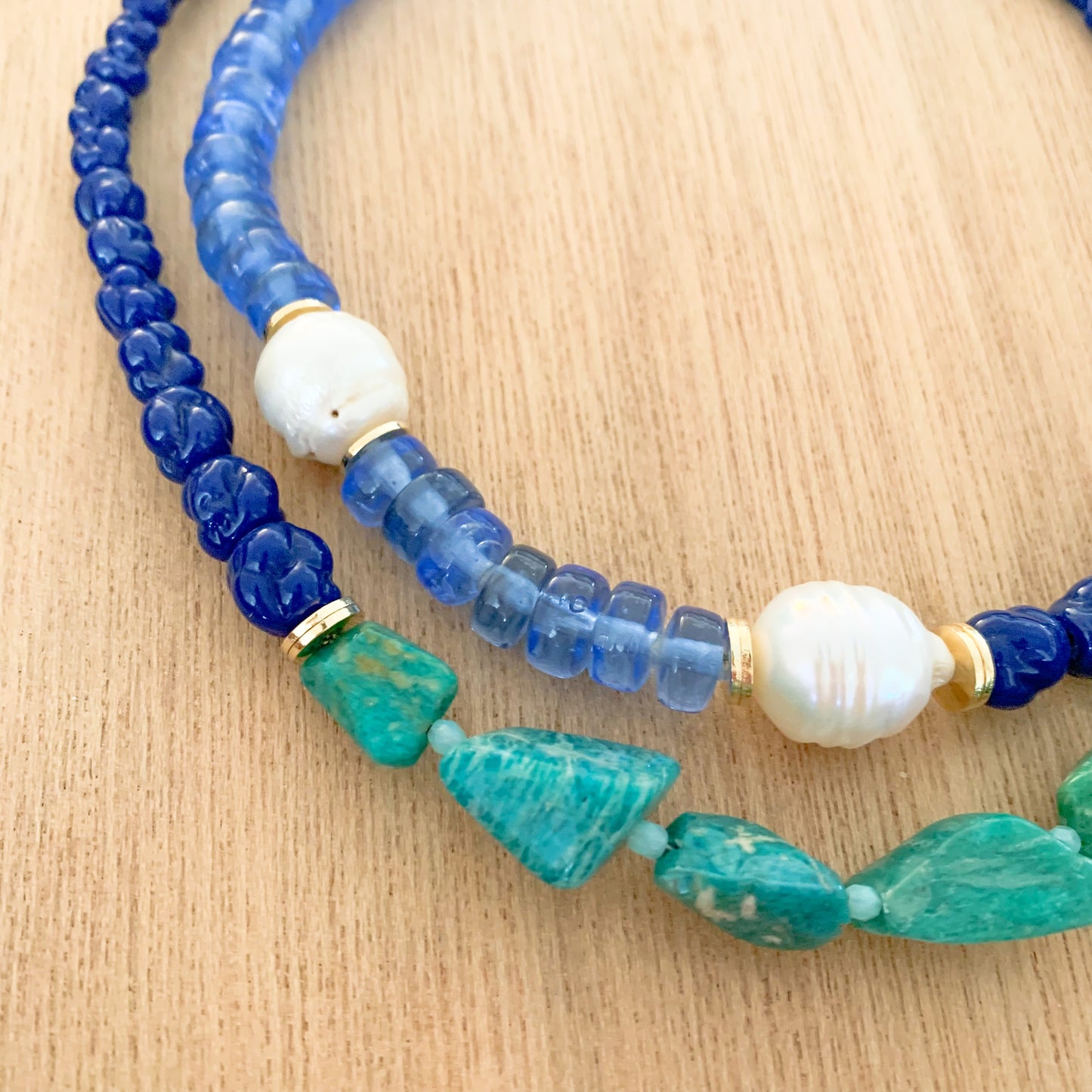 Baroque Pearlies: Amazonite and Blues Necklace