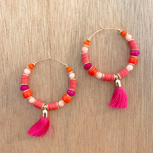Pinky Hoops with Tassels