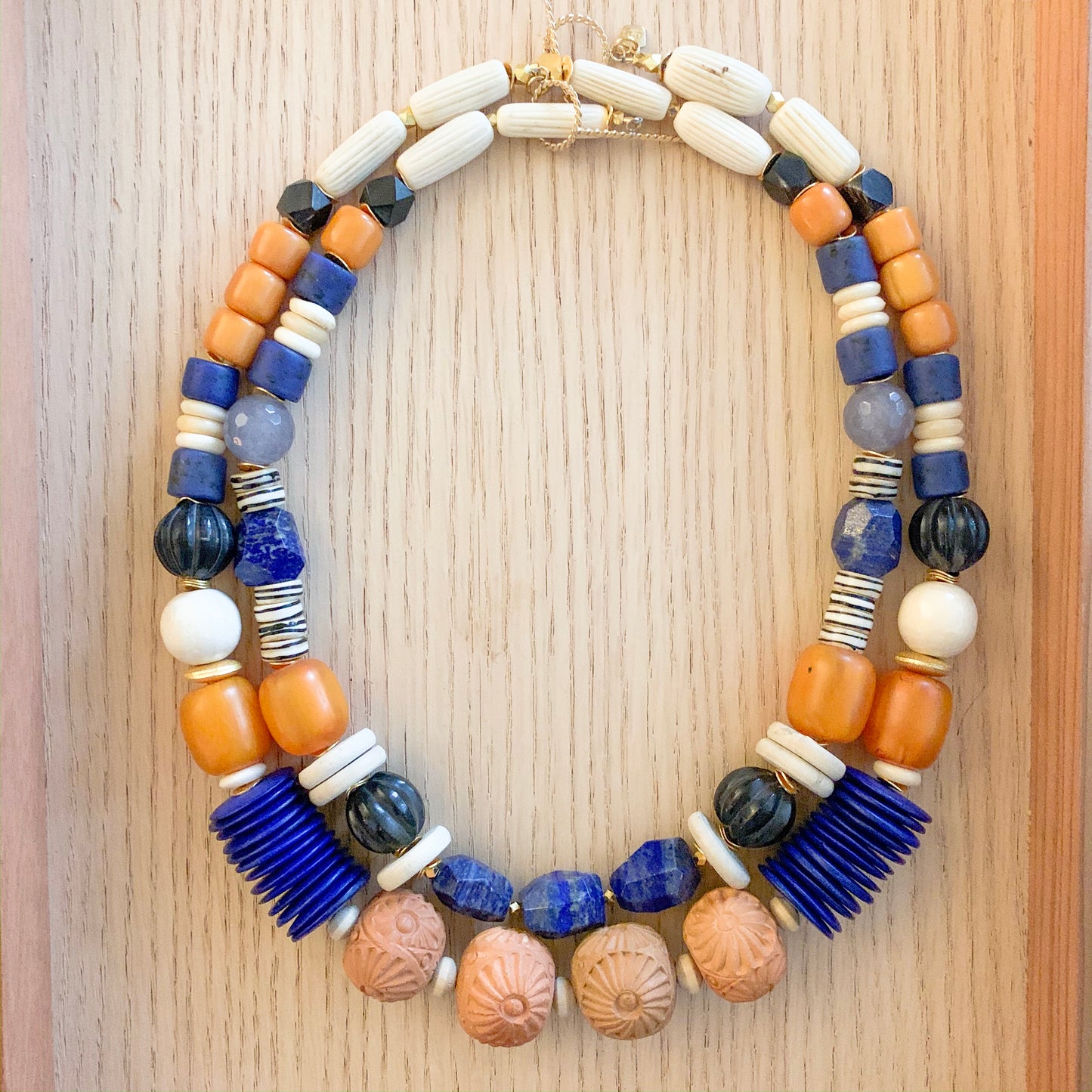 Blue and Amber Statement Necklace