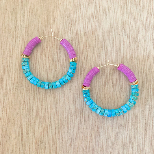 Orchid and Turquoise Hoops