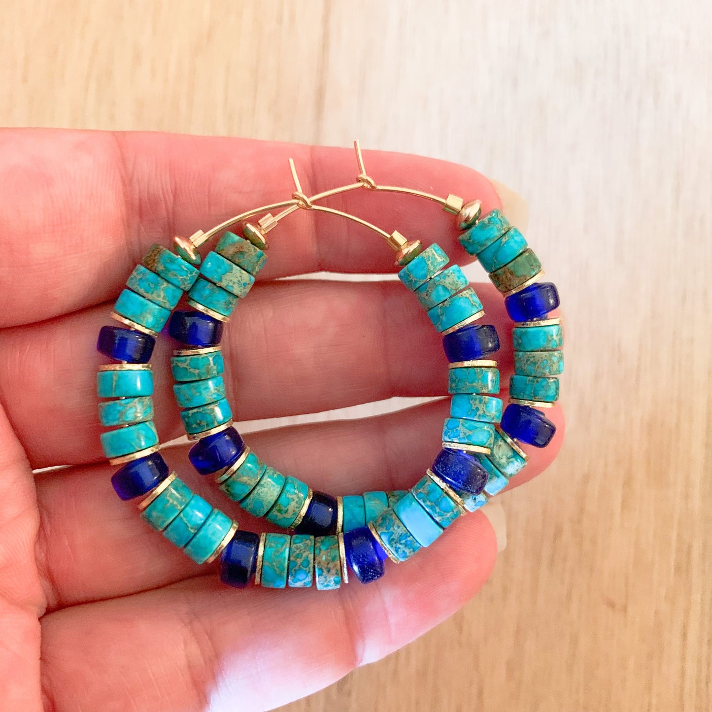 Turquoise and Cobalt Hoops