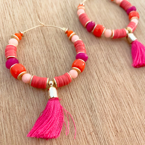 Pinky Hoops with Tassels
