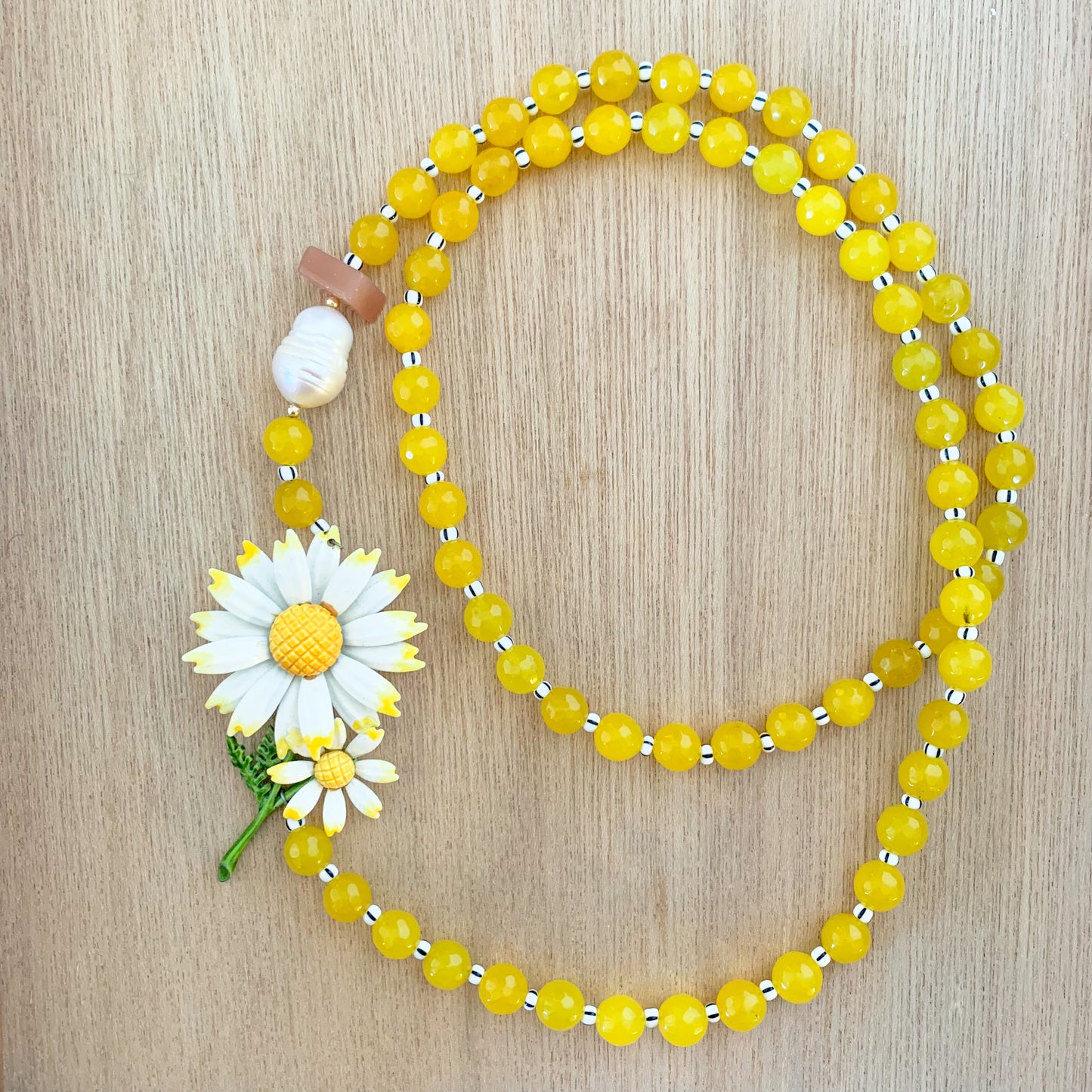 Baroque Pearlies: Yellow Daisies Necklace